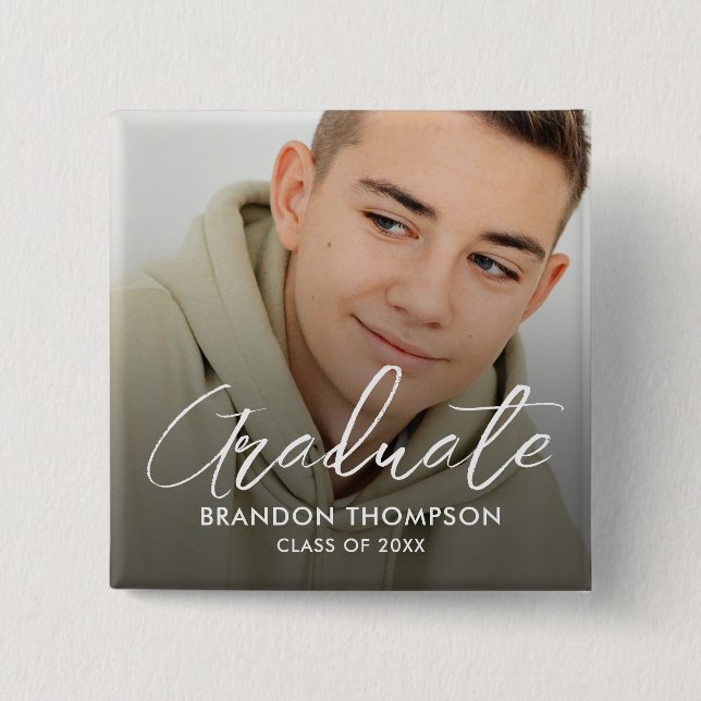 Modern Graduation Graduate Photo Button (Front)