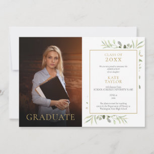 Modern Graduation Greenery Photo Announcement