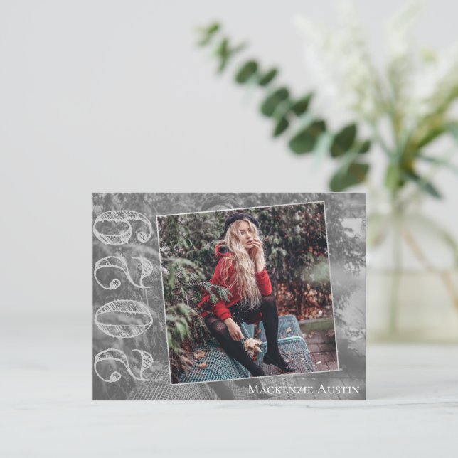 Modern Graduation | Grunge Script Photo Thank You Postcard (Standing Front)