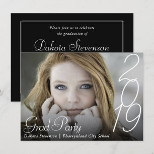 Modern Graduation Hand Lettered Script Photo Invitation