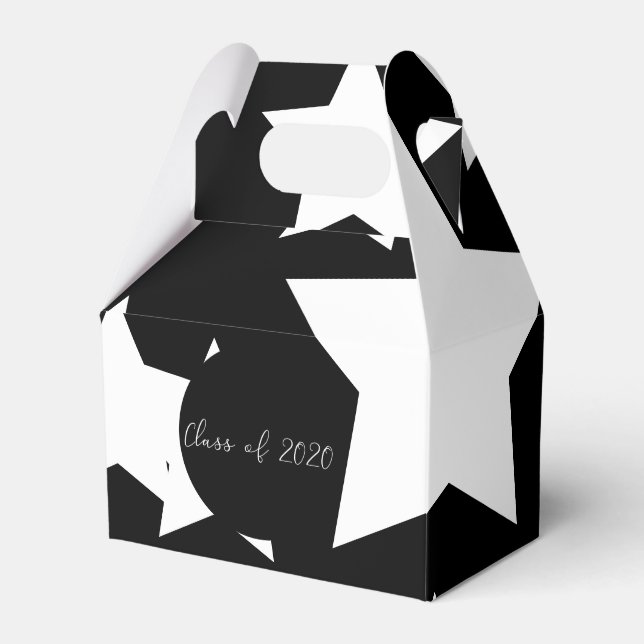 Modern Graduation Huge Star Black White 2020 Grad Favor Boxes (Front Side)