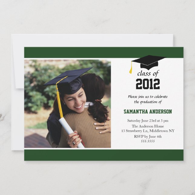 Modern Graduation Invitation - Hunter Green (Front)