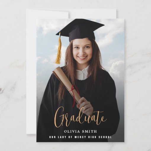 Modern Graduation Invitation with memory pictures | Zazzle