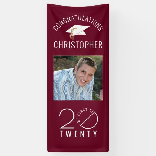 Modern Graduation Maroon Stylist Class Year Banner