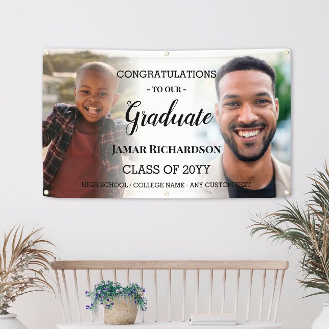 Modern Graduation Men Photo Collage Personalized Banner (Modern Graduation Men Photo Collage Personalized Banner
)