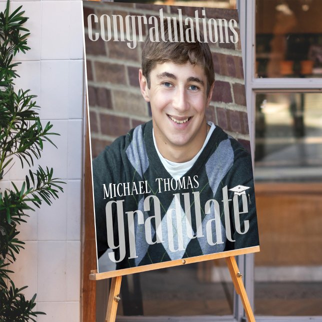 Modern Graduation Minimalist Congratulations Cool Foam Board (Congratulations graduate photo poster board with creative typography. )