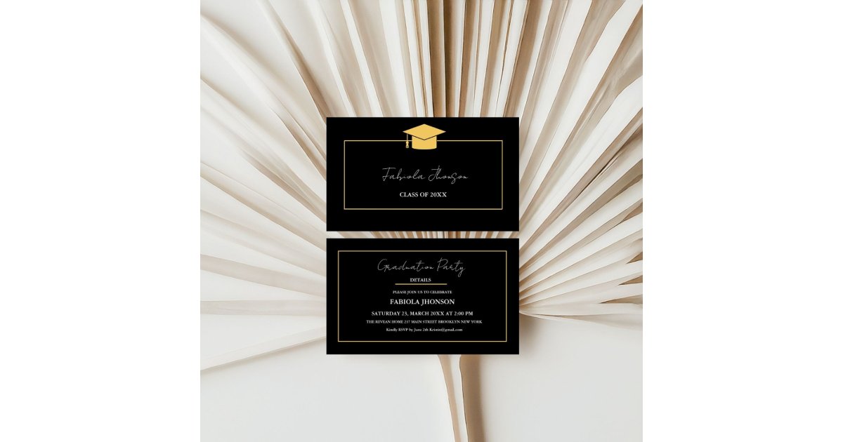 Modern Graduation Name Card Insert Gold Frame