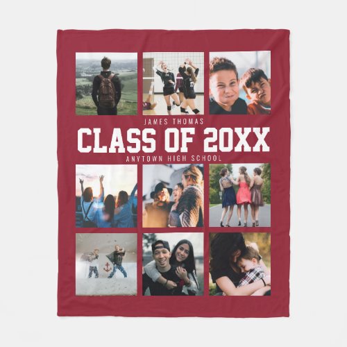 Modern Graduation Nine Instagram Photo Collage Fle Fleece Blanket