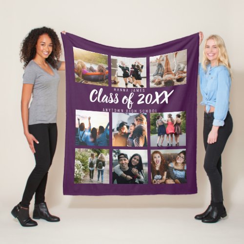 Modern Graduation Nine Instagram Photo Collage Fleece Blanket