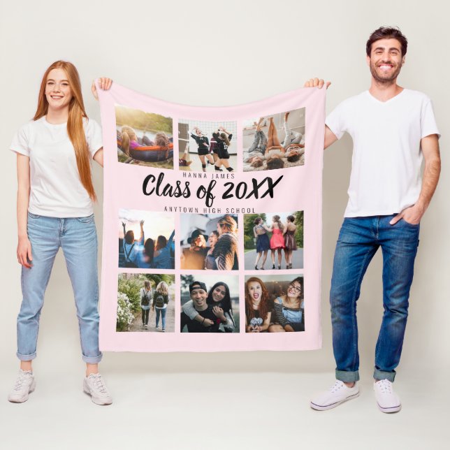 Modern Graduation Nine Instagram Photo Collage Fleece Blanket (In Situ)