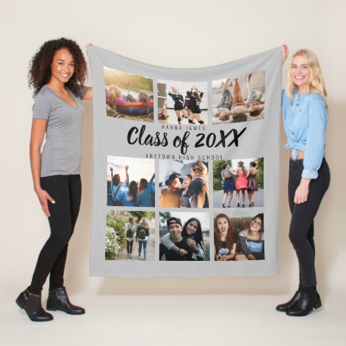 Modern Graduation Nine Instagram Photo Collage Fleece Blanket