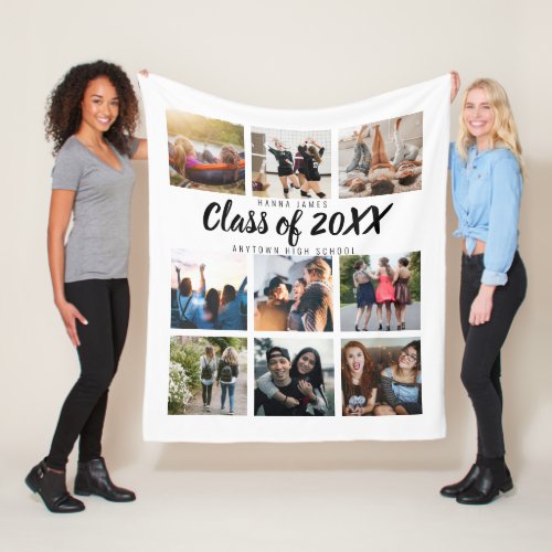 Modern Graduation Nine Instagram Photo Collage Fleece Blanket
