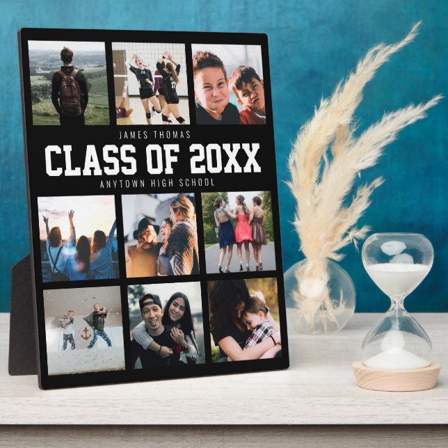 Modern Graduation Nine Instagram Photo Collage  Plaque (Side)