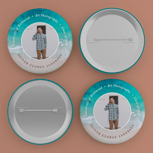 Modern graduation ocean beach modern photo travel button