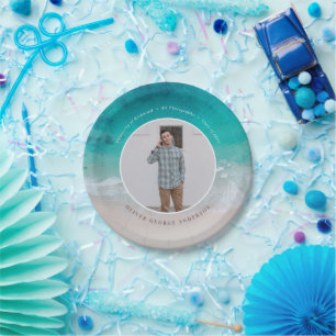 Modern graduation ocean beach modern photo travel paper plates