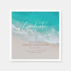 Modern graduation ocean beach script modern napkins
