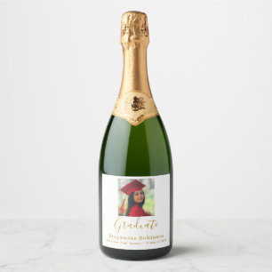 Modern Graduation Party 2023 Photo Gold Sparkling Wine Label