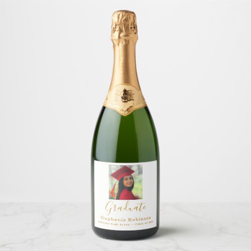 Modern Graduation Party 2023 Photo Gold  Sparkling Wine Label