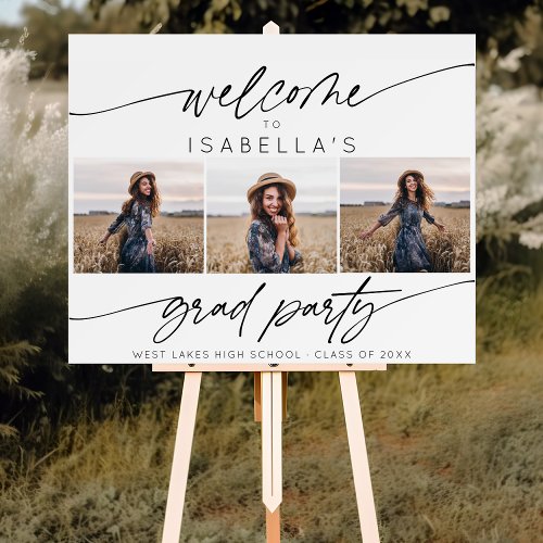 Modern Graduation Party 3 Photo Welcome Script  Foam Board