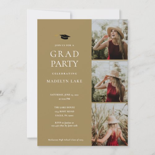 Modern Graduation Party 4 Photo Invitation