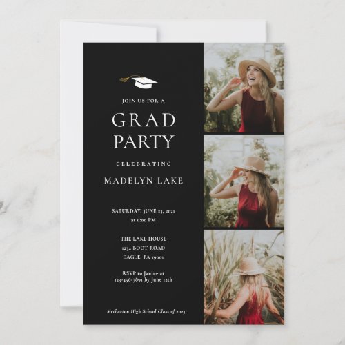 Modern Graduation Party 4 Photo Invitation