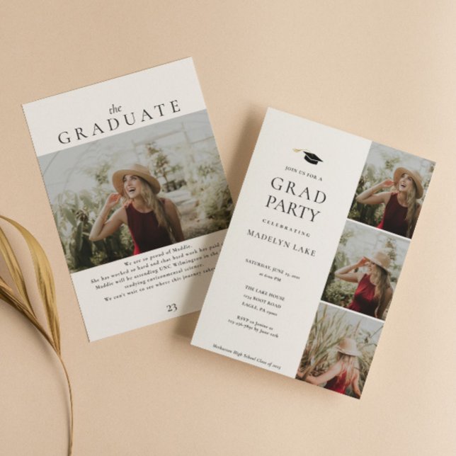 Modern Graduation Party 4 Photo Invitation (Creator Uploaded)
