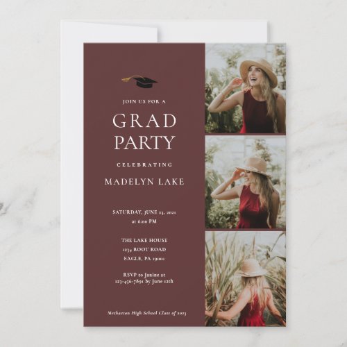 Modern Graduation Party 4 Photo Invitation