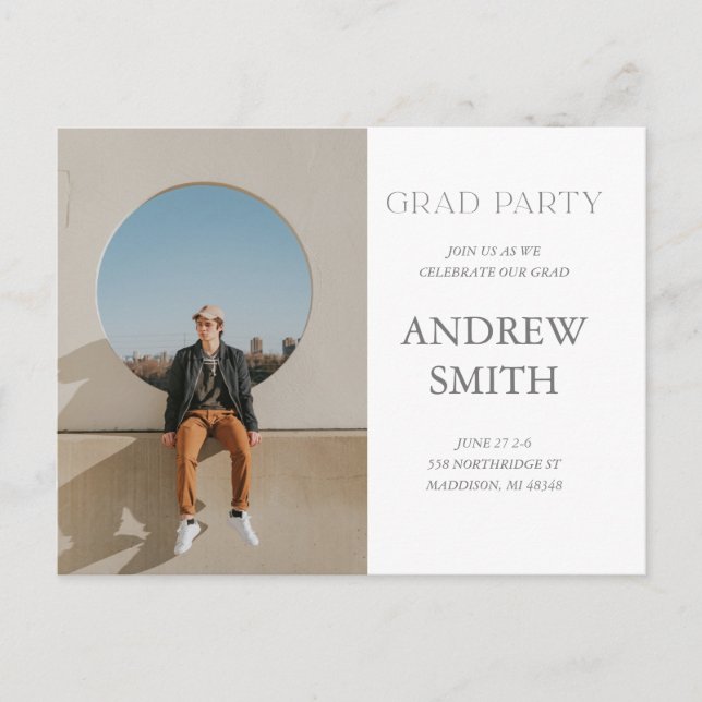 Modern Graduation Party Announcement Postcard (Front)
