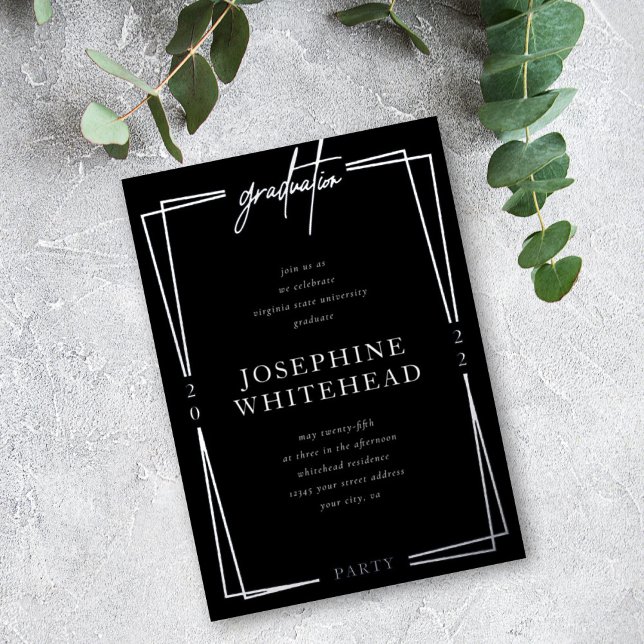 Modern Graduation Party Black Foil Invitation (Creator Uploaded)