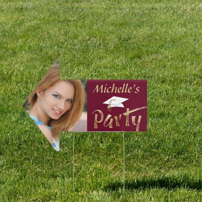 Modern Graduation Party Cap Brush Stroke Photo Sign (Insitu)
