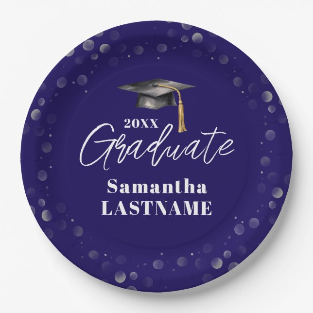 Modern Graduation Party Class of 20XX Custom Paper Plates (Front)