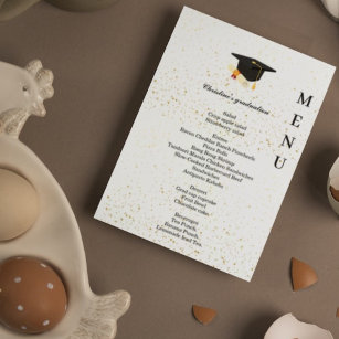 Black Gold Graduation Menu Program Printable Dinner Party 