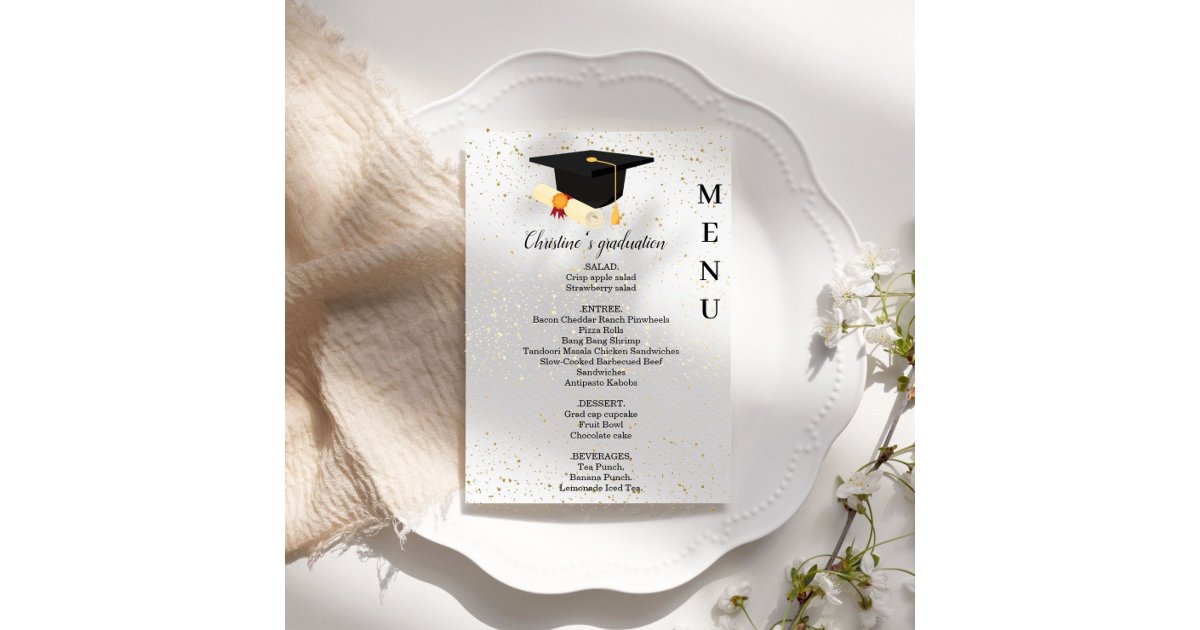 Modern Graduation party dinner menu | Zazzle