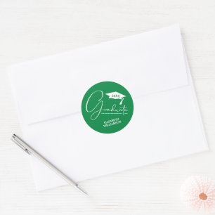 Modern Graduation Party Green Envelope Seal