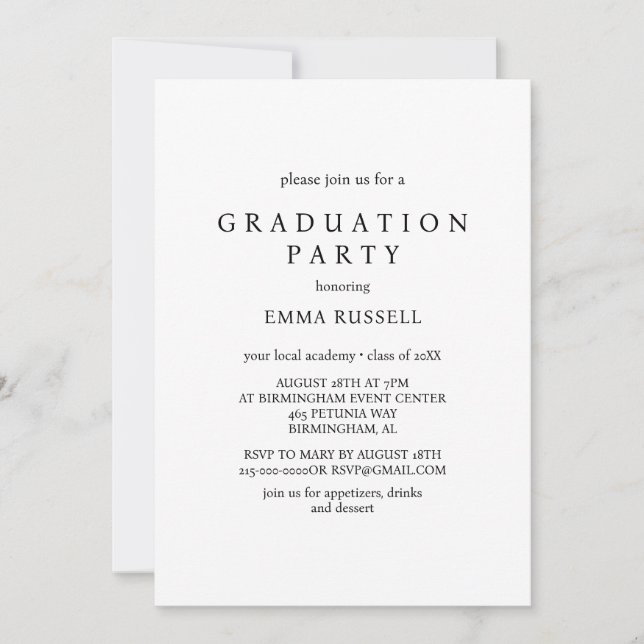 Modern Graduation Party Invitation (Front)