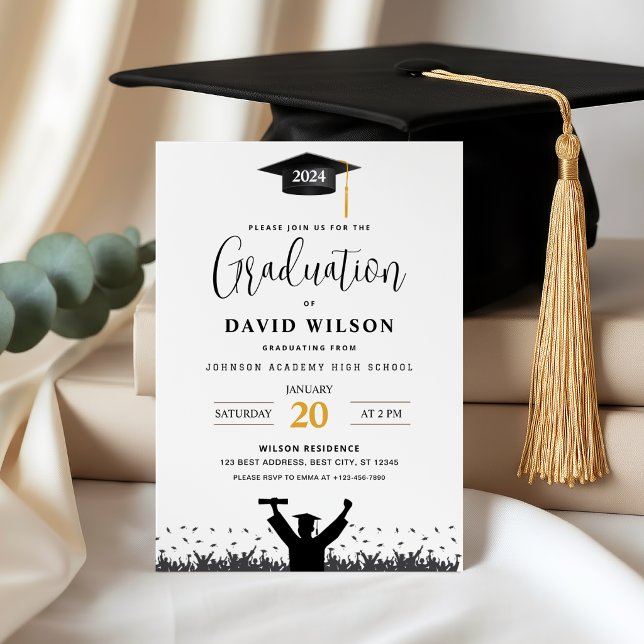 Modern Graduation Party Invitation black and White (Creator Uploaded)
