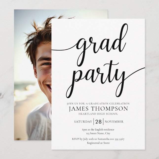 Modern Graduation Party Invitation - Grad Party (Front/Back)