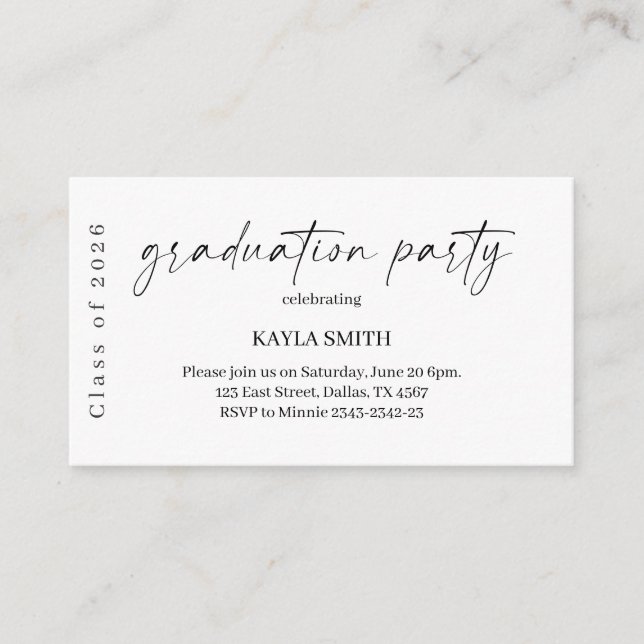 Modern Graduation Party Invitation Insert (Front)