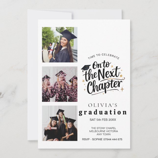 Modern Graduation Party Invitation with Photos (Front)