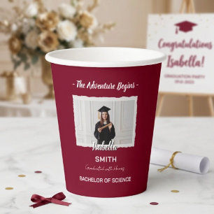 Modern Graduation Party Paper Cups, Custom Name Cups