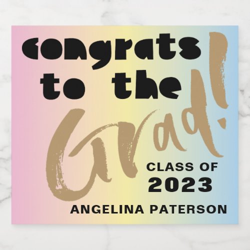 Modern Graduation Party Pastel Colors Sparkling Wine Label
