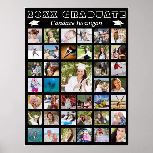 Modern Graduation Party Photo Collage Poster