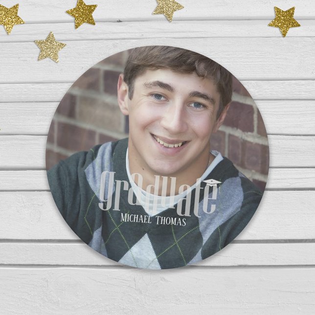 Modern Graduation Party Photo Custom Paper Plates (Creator Uploaded)