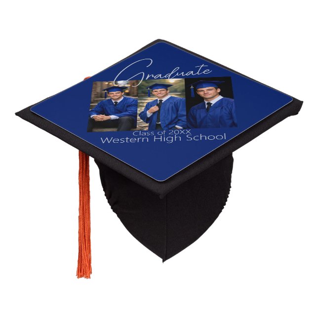 Modern Graduation Party Photo Display Cap Topper (Angled)