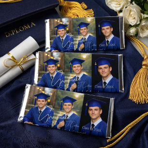 Modern Graduation Party Photo Display Hershey Bar Favors