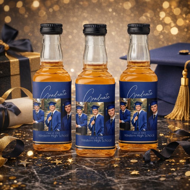 Modern Graduation Party Photo Display Liquor Bottle Label (Creator Uploaded)