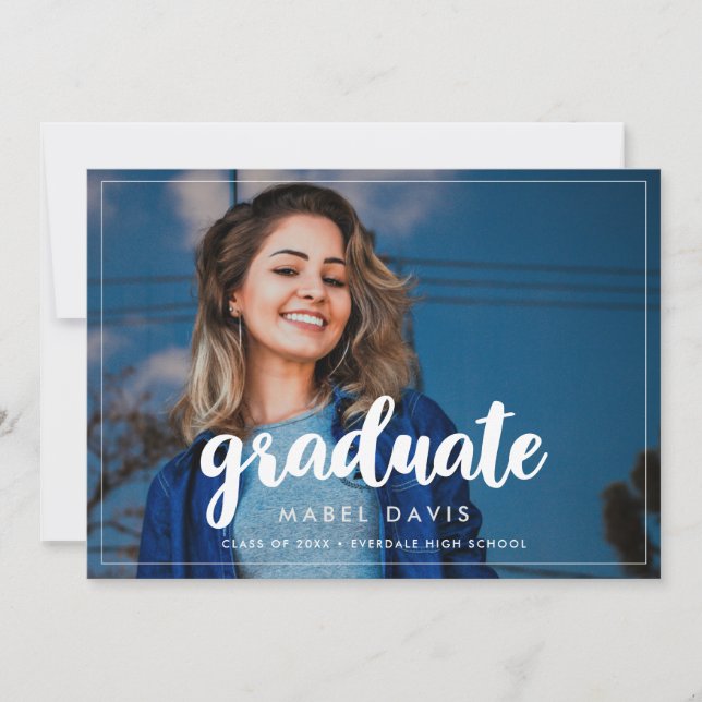 Modern graduation party photo invitation (Front)