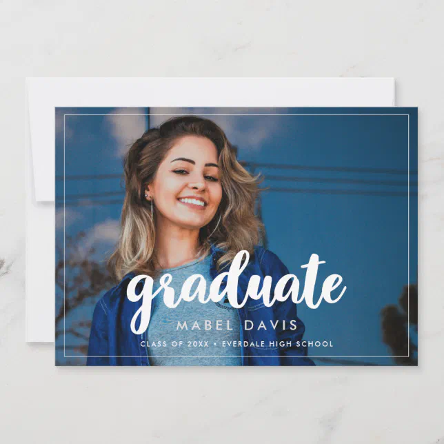 Modern graduation party photo invitation | Zazzle