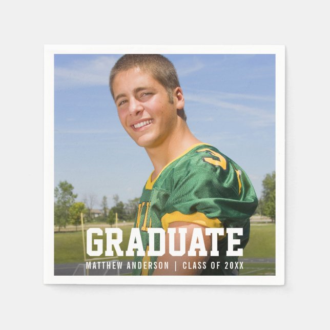 Modern Graduation Party Photo Napkins (Front)