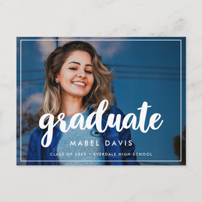 Modern graduation party photo postcard (Front)